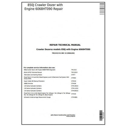 John Deere 850J Crawler Dozer Pdf Technical Repair Service Manual TM12323