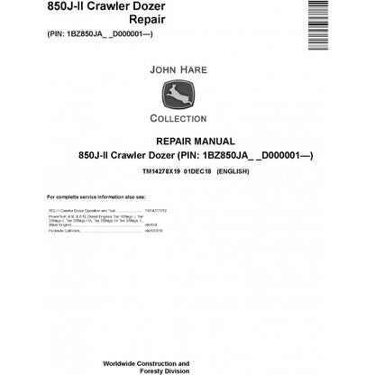 John Deere 850J II Crawler Dozer Pdf Technical Repair Service Manual TM14278X19