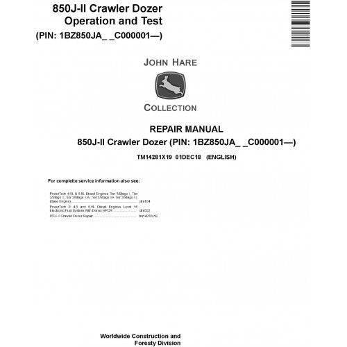 John Deere 850J II Crawler Dozer Pdf Technical Repair Service Manual TM14281X19