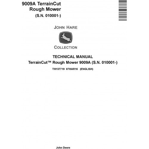 John Deere 9009A TerrainCut Rough Mower Pdf Technical Repair Manual TM137719