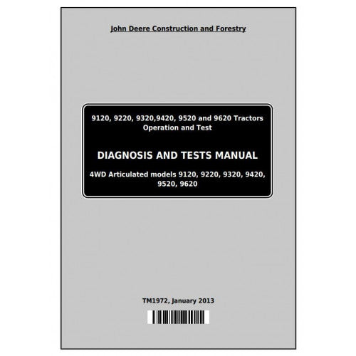 John Deere 9120, 9220, 9320, 9420, 9520, 9620 Tractor Pdf Diagnostic and Test Service Manual TM1972