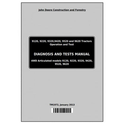 John Deere 9120, 9220, 9320, 9420, 9520, 9620 Tractor Pdf Diagnostic and Test Service Manual TM1972