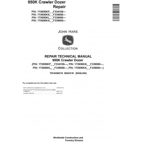 John Deere 950K Crawler Dozer Pdf Technical Repair Service Manual TM14358X19
