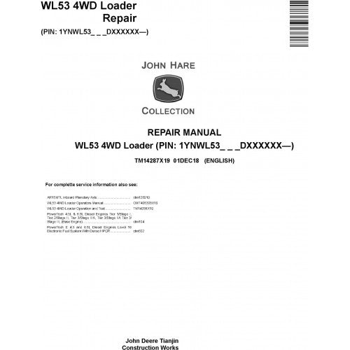 John Deere WL53 4WD Loader Pdf Technical Repair Service Manual TM14287X19