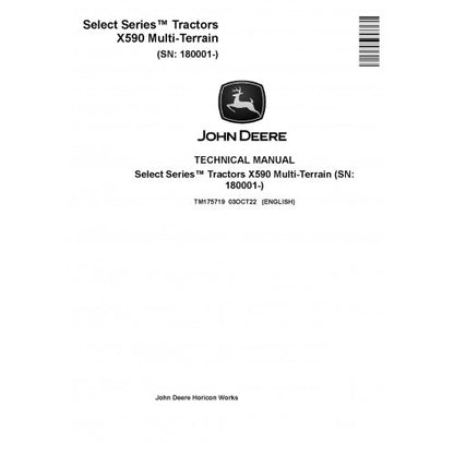 John Deere X590 Multi-Terrain Lawn Tractor Pdf Technical Repair Service Manual TM175719