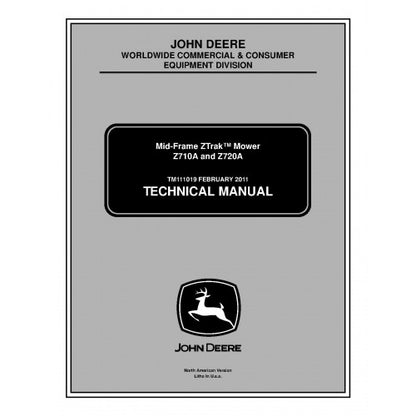 John Deere Z710A and Z720A ZTrak Zero-Turn Mower Pdf Technical Repair Service Manual TM111019