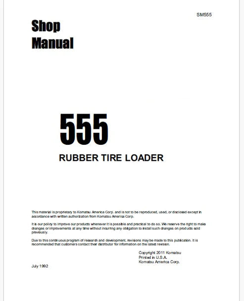 Komatsu 555 Rubber Tire Wheel Loader Pdf Repair and Service Manual