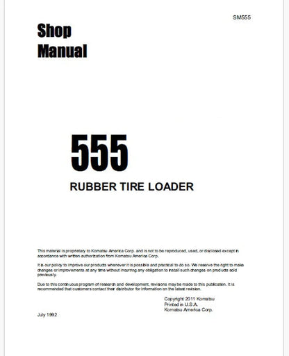 Komatsu 555 Rubber Tire Wheel Loader Pdf Repair and Service Manual