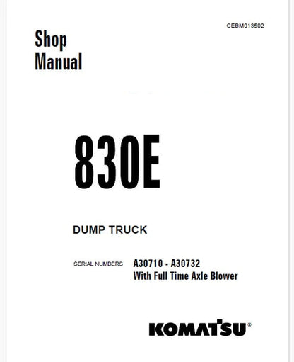 Komatsu 830E Dump Truck Pdf Repair and Service Manual A30710 - A30732