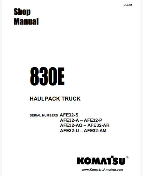Komatsu 830E Haul Pack/Dump Truck Pdf Repair and Service Manual