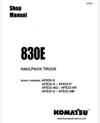Komatsu 830E Haul Pack/Dump Truck Pdf Repair and Service Manual