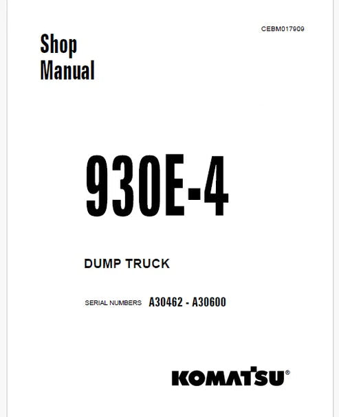Komatsu 930E-4 Dump Truck Pdf Repair and Service Manual Sn A30462 - A30600