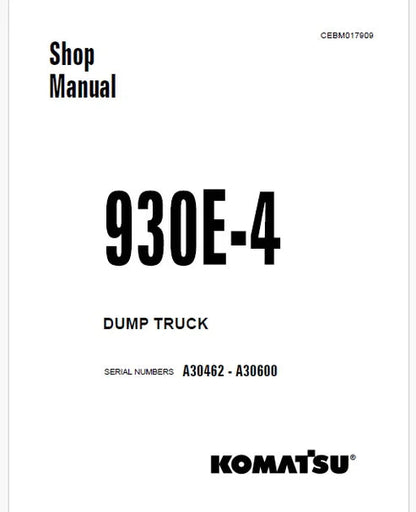 Komatsu 930E-4 Dump Truck Pdf Repair and Service Manual Sn A30462 - A30600