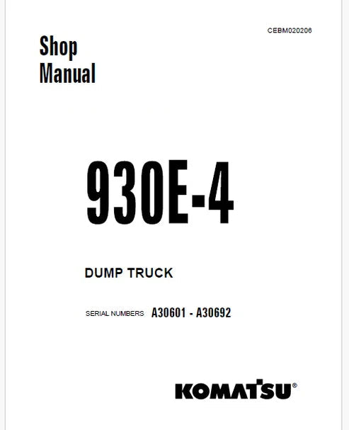 Komatsu 930E-4 Dump Truck Pdf Repair and Service Manual Sn A30601 - A30692