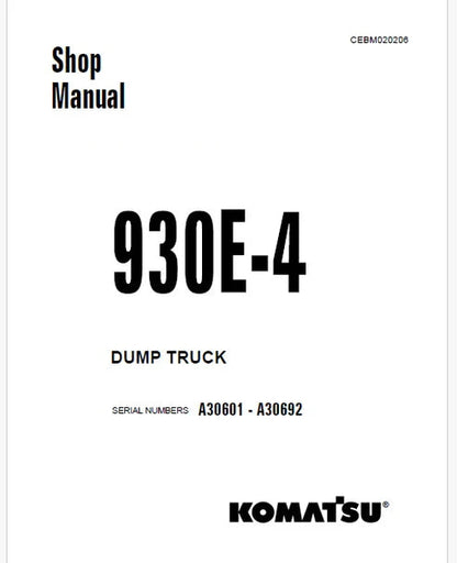 Komatsu 930E-4 Dump Truck Pdf Repair and Service Manual Sn A30601 - A30692