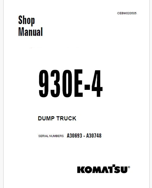 Komatsu 930E-4 Dump Truck Pdf Repair and Service Manual Sn A30693 - A30748