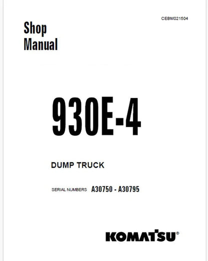 Komatsu 930E-4 Dump Truck Pdf Repair and Service Manual Sn A30750 - A30795