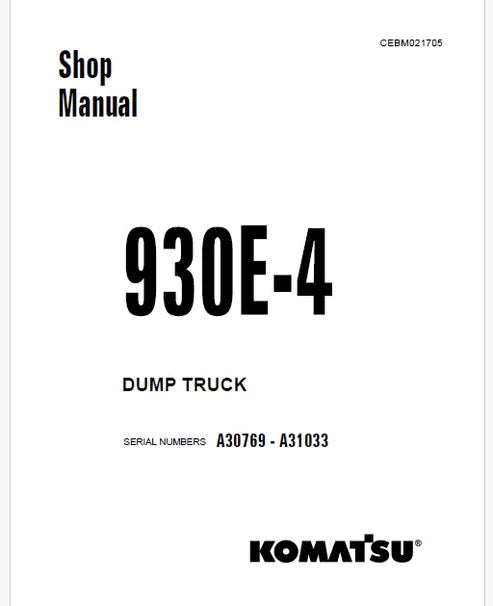 Komatsu 930E-4 Dump Truck Pdf Repair and Service Manual Sn A30769 - A31033