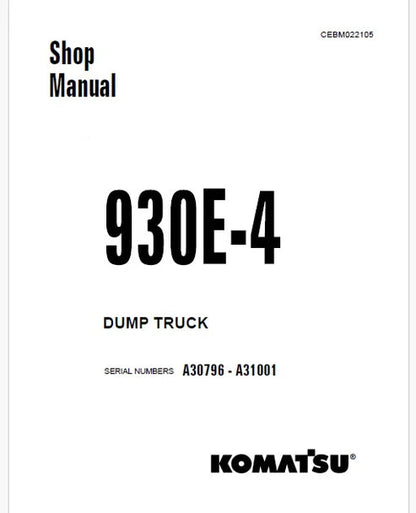 Komatsu 930E-4 Dump Truck Pdf Repair and Service Manual Sn A30796 - A31001