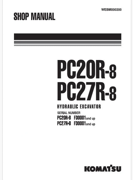 Komatsu PC20R-8, PC27R-8 Hydraulic Excavator Pdf Repair and Service Manual