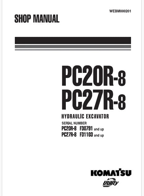Komatsu PC27R-8 Hydraulic Excavator Pdf Repair and Service Manual
