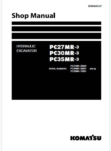 Komatsu PC35MR-3 Hydraulic Excavator Pdf Repair and Service Manual