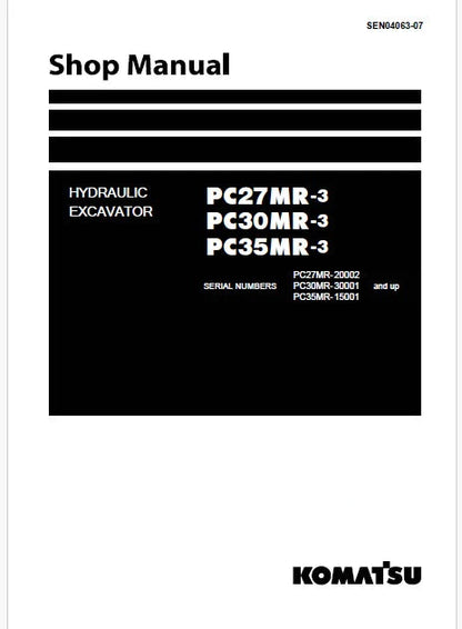 Komatsu PC35MR-3 Hydraulic Excavator Pdf Repair and Service Manual