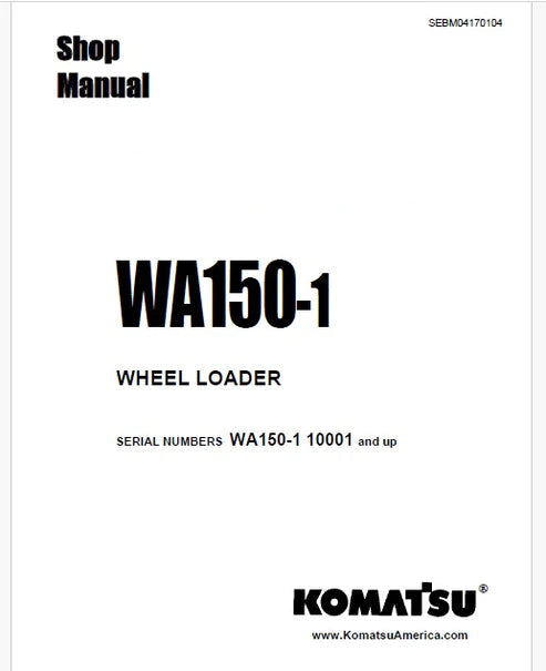Komatsu WA150-1 Wheel Loader Pdf Repair and Service Manual Sn 10001 and UP
