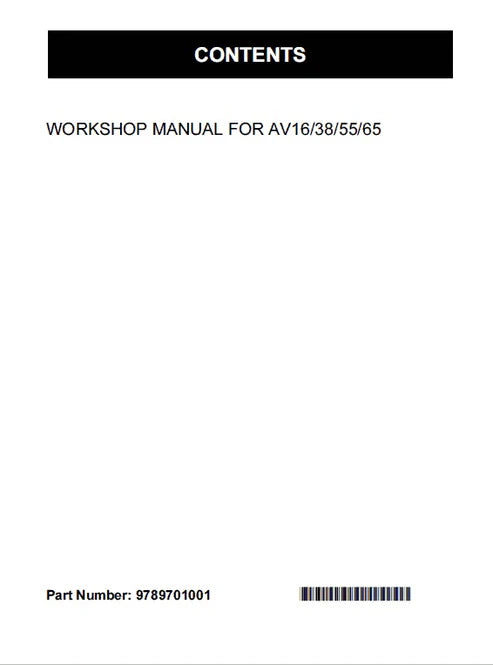 Kubota AV16, AV38, AV55, AV65 Generator Pdf Repair and Service Manual