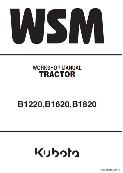 Kubota B1220, B1620, B1820 Tractor Pdf Repair and Service Manual