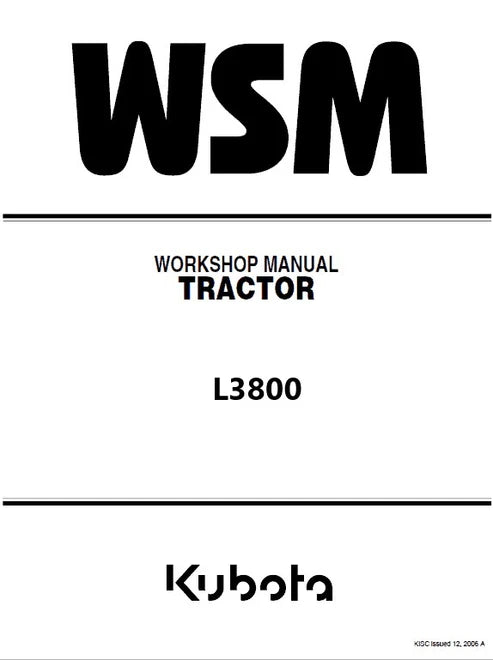 Kubota L3800 Tractor Pdf Repair and Service Manual