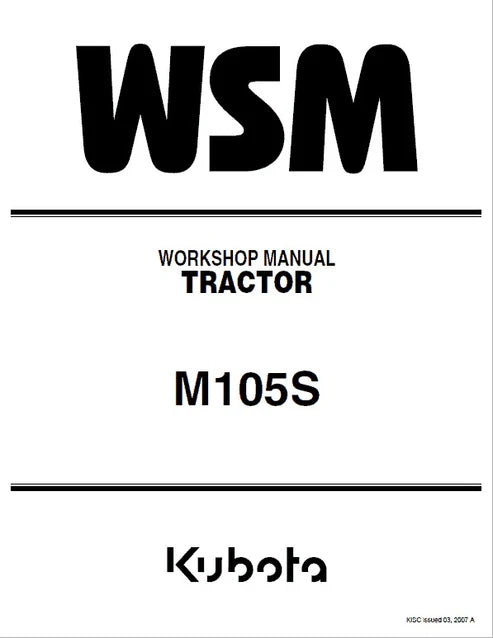 Kubota M105S Tractor Pdf Repair and Service Manual