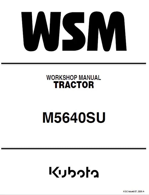 Kubota M5640SU Tractor Pdf Repair and Service Manual