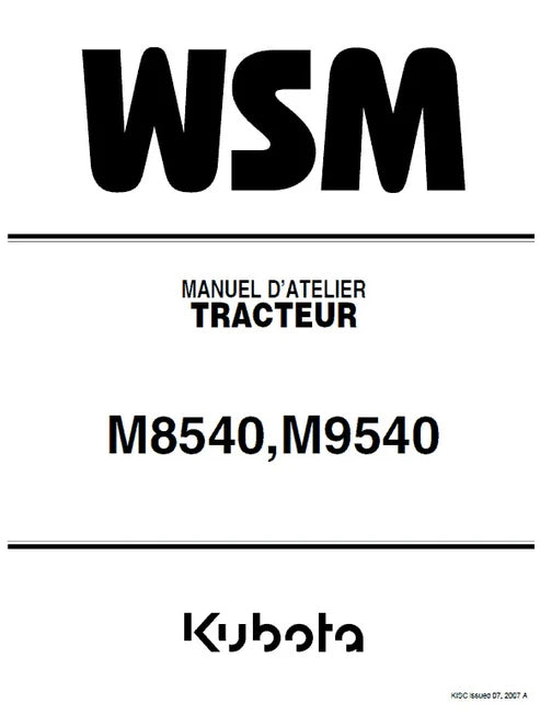 Kubota M8540, M9540 Tractor Pdf Repair and Service Manual