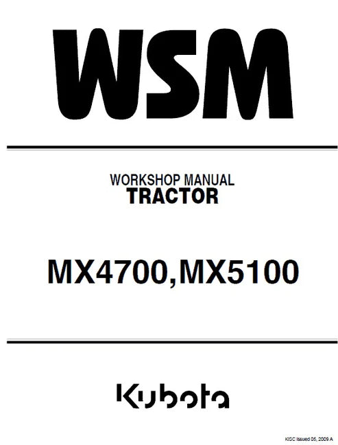 Kubota MX4700, MX5100 Tractor Pdf Repair and Service Manual