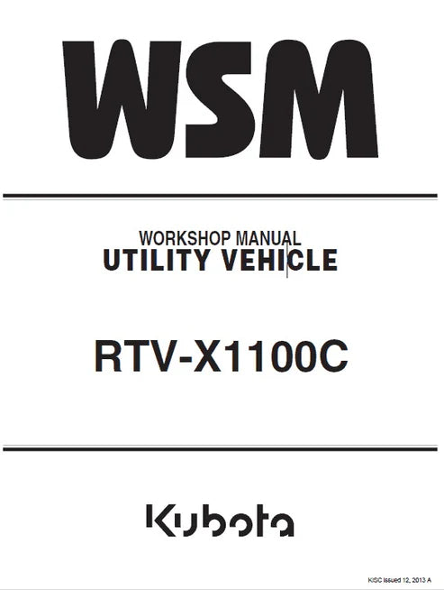 Kubota RTV-X1100C Dumper Pdf Repair and Service Manual