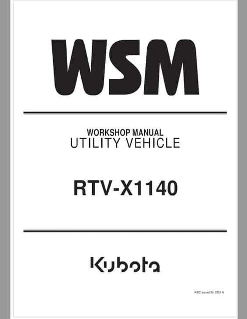 Kubota RTV-X1140 Utility Vehicle Pdf Repair and Service Manual