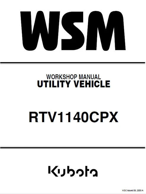 Kubota RTV1140CPX Utility Vehicle Pdf Repair and Service Manual