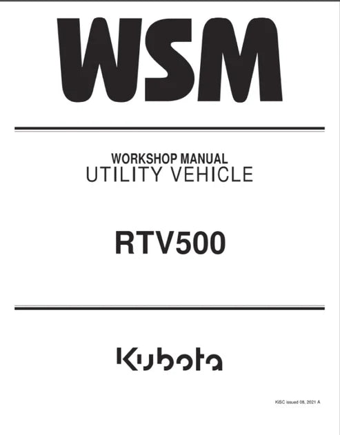 Kubota RTV500 Utility Vehicle Pdf Repair and Service Manual