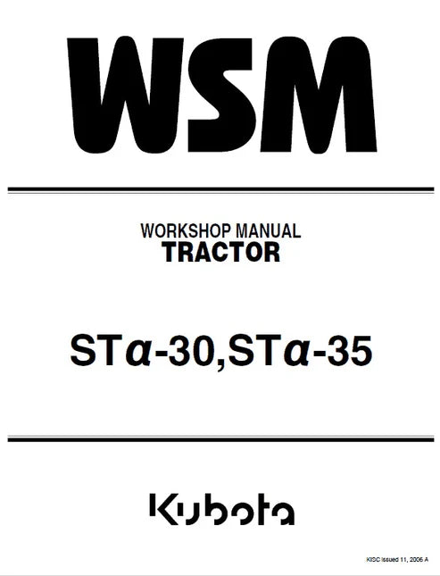 Kubota STa-30, STa-35 Tractor Pdf Repair and Service Manual