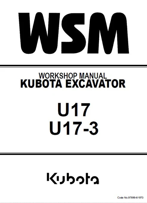 Kubota U17, U17-3 Excavator Pdf Repair and Service Manual