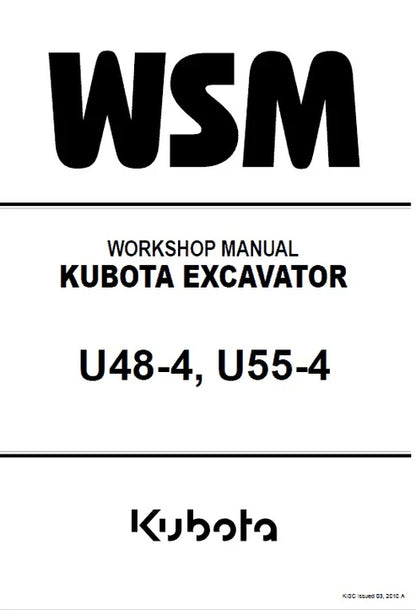 Kubota U48-4, U55-4 Excavator Pdf Repair and Service Manual