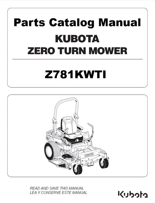 Kubota Z781KWTI Zero Turn Mower Pdf Parts Catalog Manual